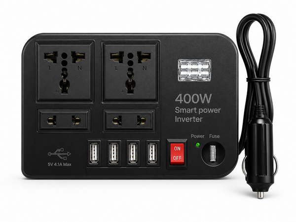 400W Smart Power Inverter – Car DC to AC Converter with 4 USB Ports