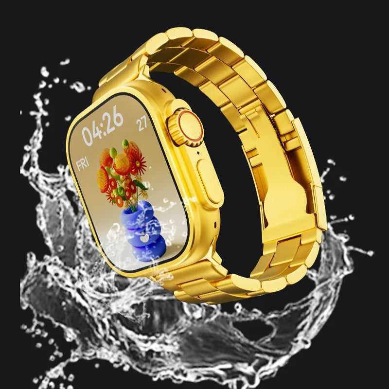 Luxury Gold Smart Watch – Premium Metal Strap Smartwatch for Android & iOS