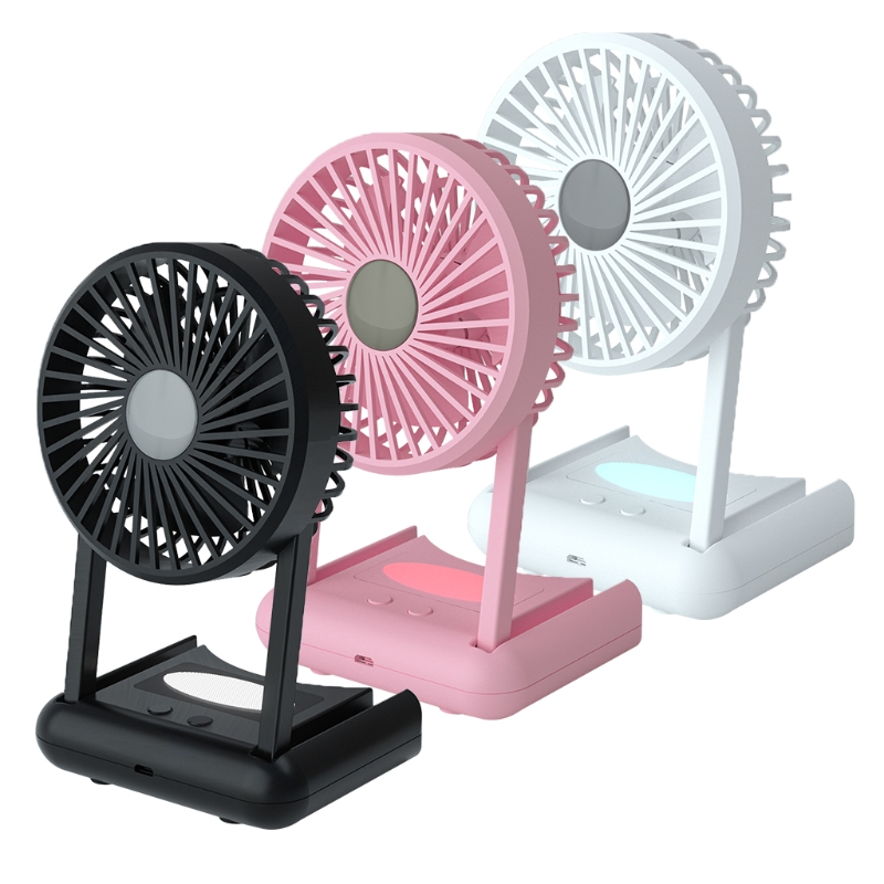 Portable Rechargeable Mini Fan – 3-Speed Cooling Fan with Night Light (4000mAh)