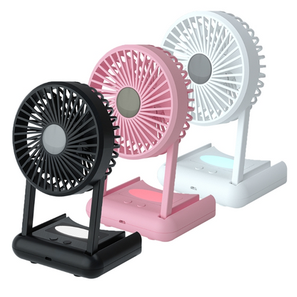 Portable Rechargeable Mini Fan – 3-Speed Cooling Fan with Night Light (4000mAh)