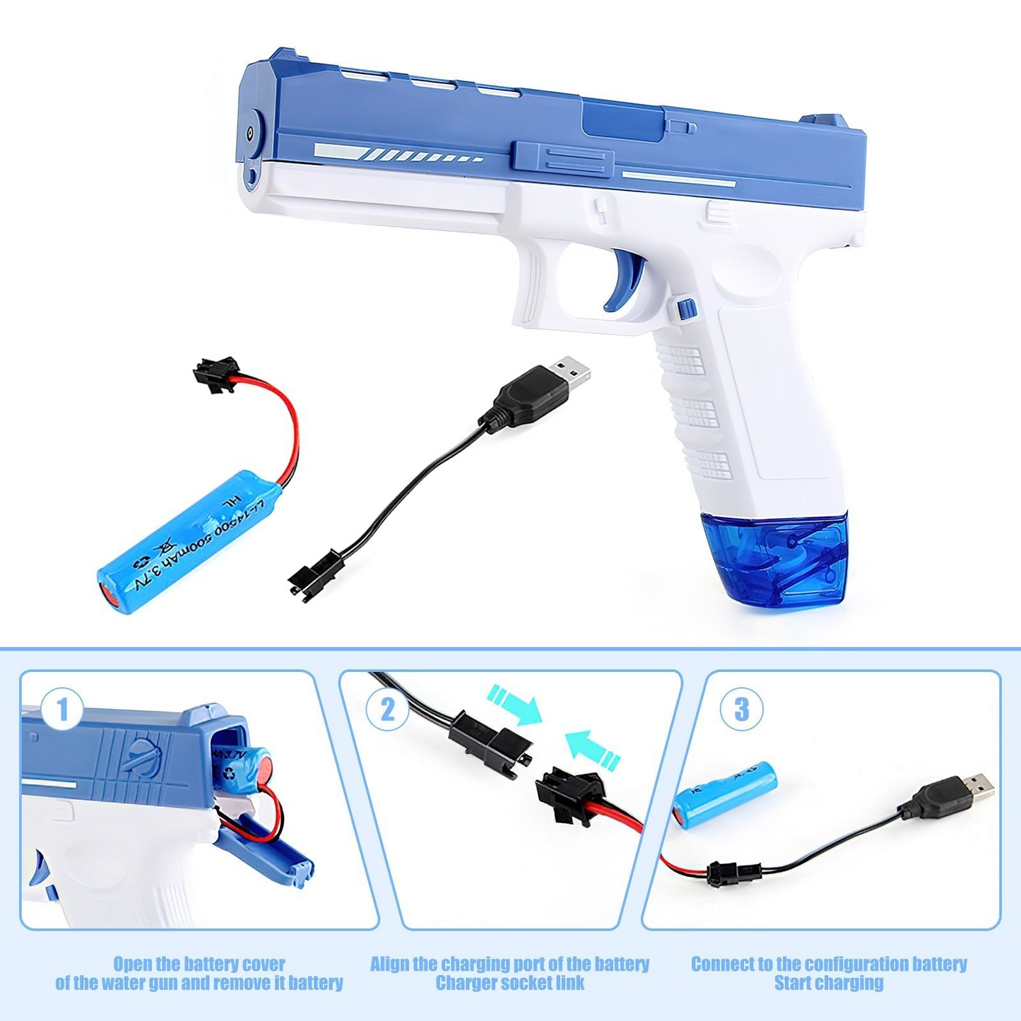 Electric Glock-Style Water Gun – Rechargeable Automatic Water Blaster